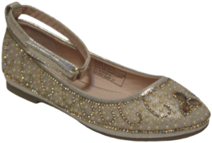 GIRLS FLAT SHOES W/ RHINESTONES DESIGNS (CHAMPAGNE)
